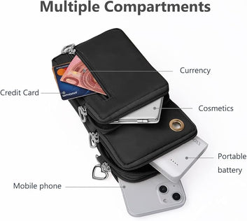 Women Crossbody Phone Bag, Nylon Mini Crossbody Shoulder Bag with Detachable Adjustable Straps, Cellphone Purse Armband with Headphone Port for cellphones under 7 inches