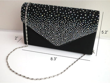 Women Diamante Envelope Clutch Bag Evening Handbag Purse Wedding, Bridal, Prom, Party Shoulder Bags