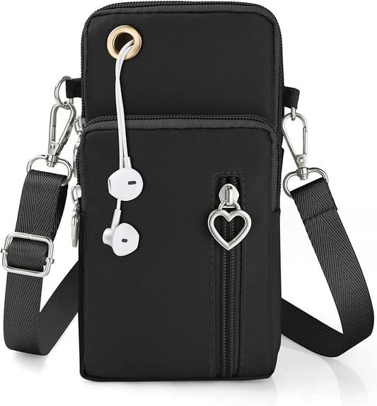 Women Crossbody Phone Bag, Nylon Mini Crossbody Shoulder Bag with Detachable Adjustable Straps, Cellphone Purse Armband with Headphone Port for cellphones under 7 inches