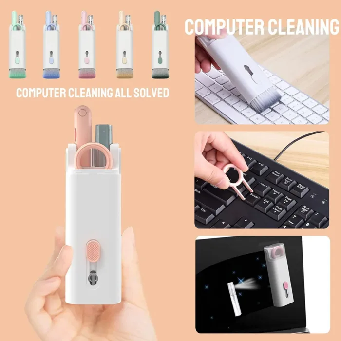 6462 7 in 1 Electronic Cleaner kit, Cleaning Kit for Monitor Keyboard Airpods, Screen Dust Brush Including Soft Sweep, Swipe, Airpod Cleaner Pen, Key Puller and Spray Bottle 02