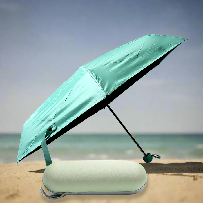 9534 5 Fold Manual Open Umbrella With Capsule Case Windproof, Sunproof & Rainproof with Sturdy Steel Shaft & Wrist Straps Easy to Hold & Carry Umbrella for Women, Men & Kids