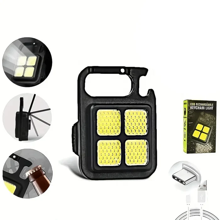 17784 LED Battery Operated Keychain Flashlight Small Work Light with Folding Bracket Bottle Opener for Camping, Hiking, Emergency, COB Light  (1 Pc)