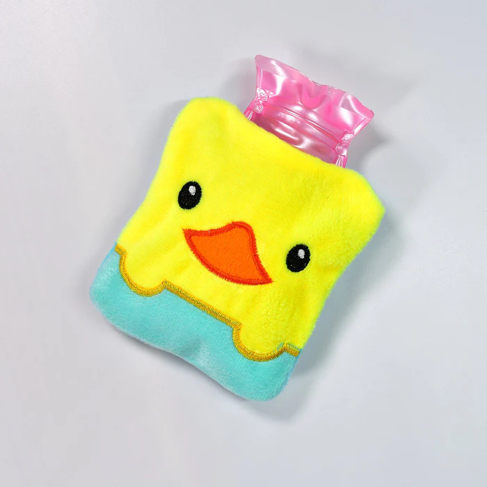 6524 Yellow Duck design small Hot Water Bag with Cover for Pain Relief, Neck, Shoulder Pain and Hand, Feet Warmer, Menstrual Cramps.