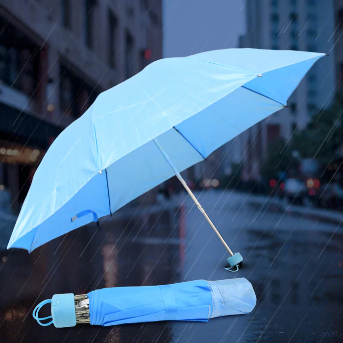 3-Fold Sun & Rain Protective Solid Foldable Umbrella, (1 Pc)